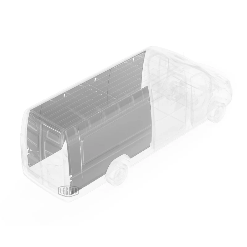 LEGEND EconoLite Wall Liner ONLY - Dual Side Doors Mercedes Sprinter 170" Extended Wheelbase Cargo Van High Roof - Textured Grey Model 05M04-20.2 - Image 5