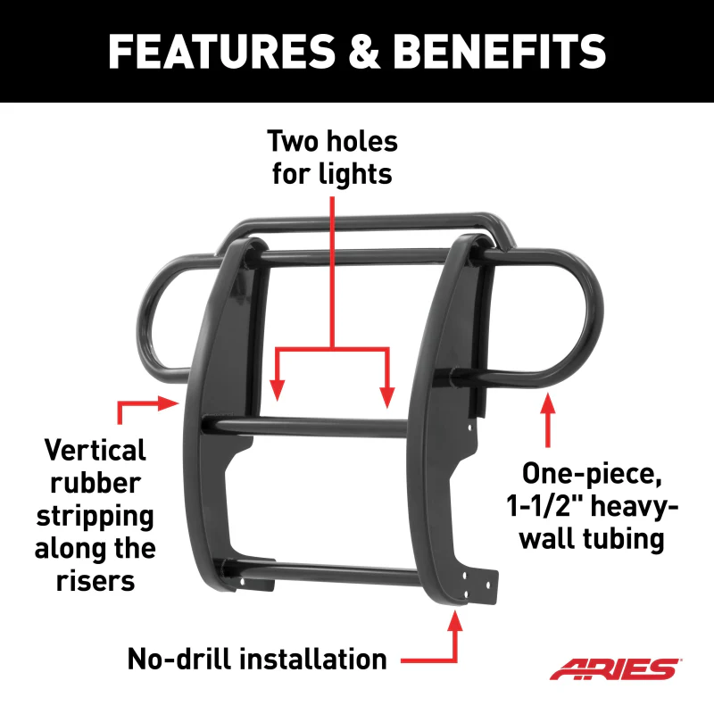ARIES Black Steel Grille Guard, Select Jeep Wrangler JK Model 1050 - Image 5