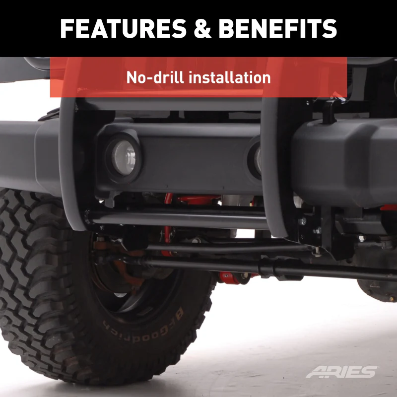 ARIES Black Steel Grille Guard, Select Jeep Wrangler JK Model 1050 - Image 7