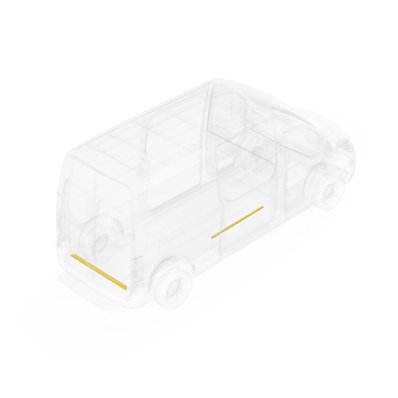 LEGEND Steel Floor Threshold Set Mercedes Sprinter (all WB lengths) Cargo Van - Yellow - Single Side Door Model 109-151-1018 - Image 2