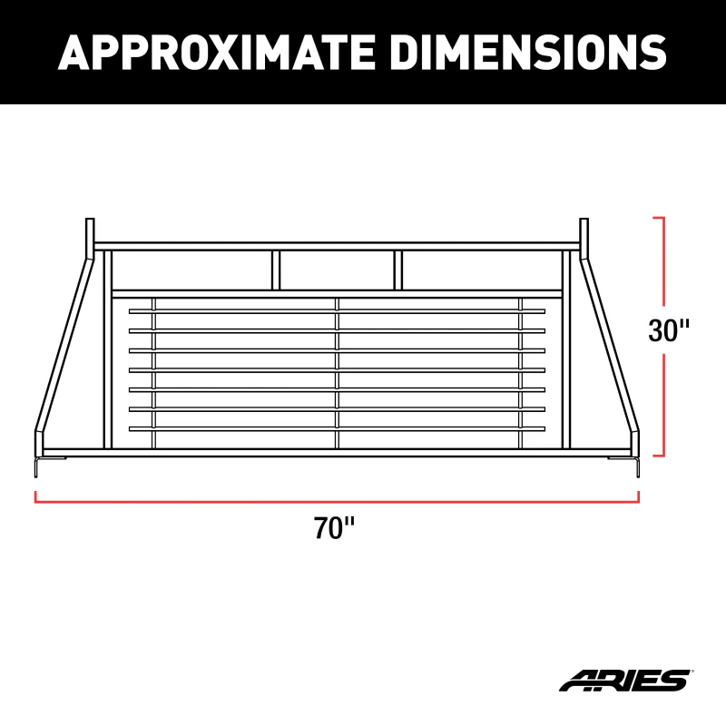 ARIES Classic Black Steel Headache Rack, Select Ford F-250, F-350, F-450 Super Duty Model 111001 - Image 3
