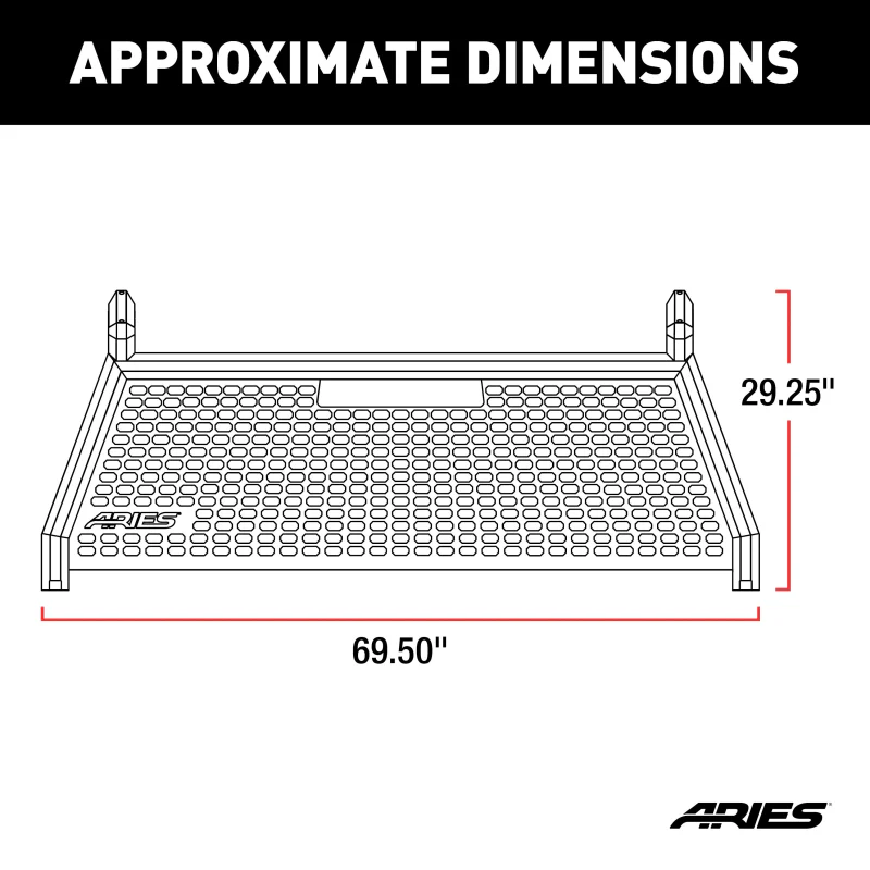 ARIES AdvantEDGE Black Aluminum Headache Rack, Select Ford F-250, F-350 Super Duty Model 1110103 - Image 5