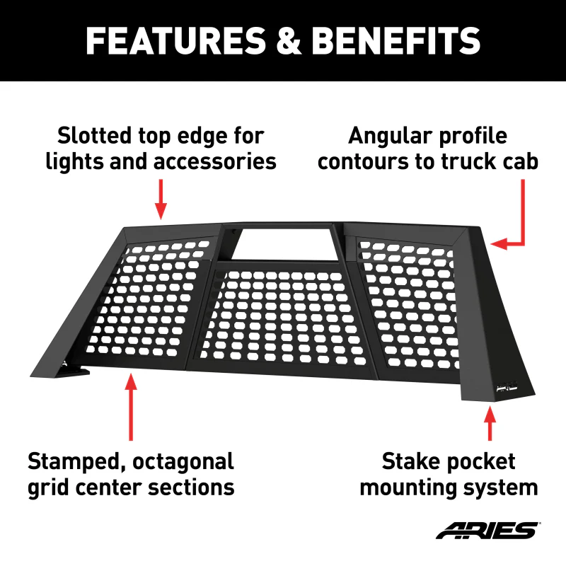 ARIES Switchback Black Aluminum Headache Rack, Select Dodge, Ram 1500, 2500, 3500 Model 1110111 - Image 6