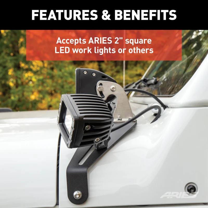 ARIES Jeep JL Windshield Light Brackets Model 1110313 - Image 4