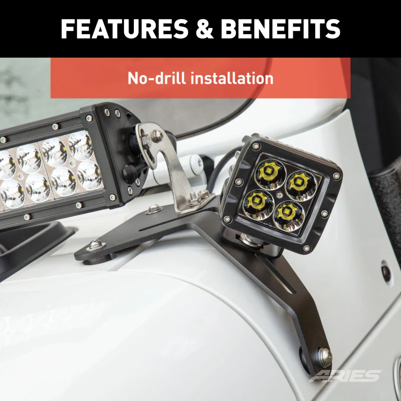 ARIES Jeep JL Windshield Light Brackets Model 1110313 - Image 7