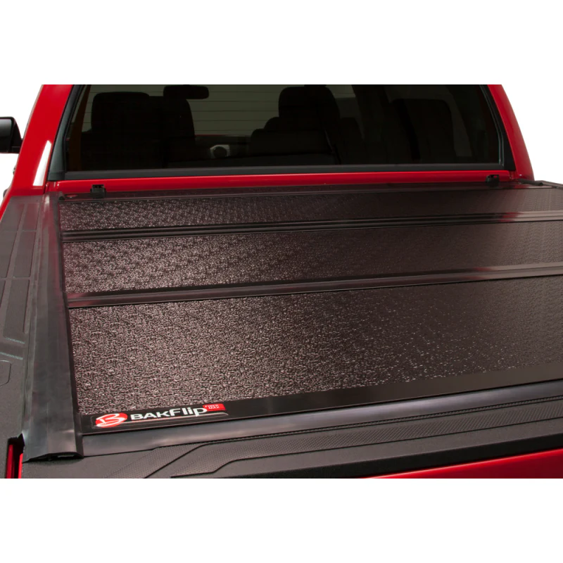 BAK BAKFlip FiberMax Hard Folding Truck Bed Cover - Rail Mounts Near Top of Bed Rail - Rails Can Be Lowered Using Drop Down Brackets - 22-24 Toyota Tundra 6' 7" Bed with or without Deck Rail System w/out Trail Special Edition Storage Boxes Model 1126441 - Image 8