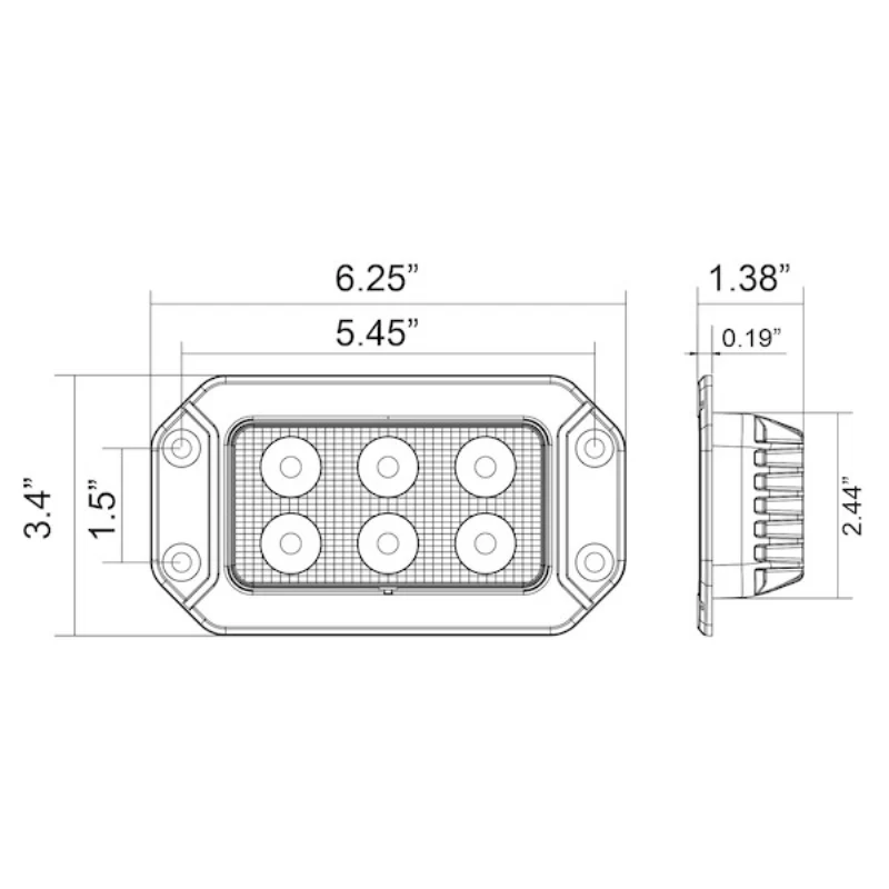 Buyers Products Recessed 6.5 Inch Wide LED Rectangular Flood Light Model 1492191 - Image 11