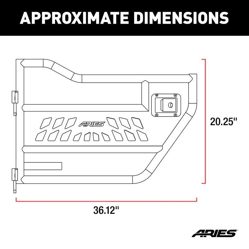 ARIES Jeep Wrangler JL, Gladiator Aluminum Front Tube Doors Model 1500200 - Image 2
