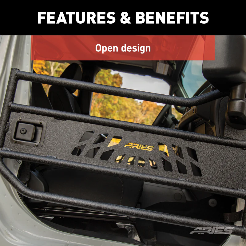 ARIES Jeep Wrangler JL, Gladiator Aluminum Front Tube Doors Model 1500200 - Image 4