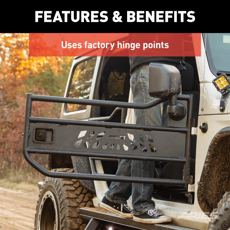 ARIES Jeep Wrangler JL, Gladiator Aluminum Front Tube Doors Model 1500200 - Image 5