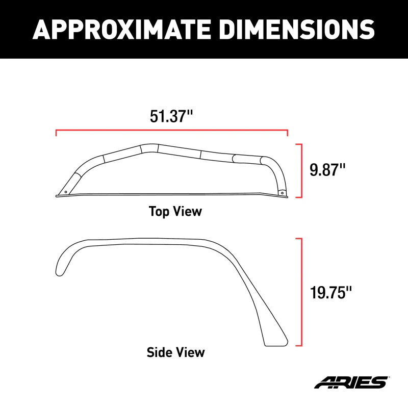 ARIES Jeep Wrangler JK Black Aluminum Front Fender Flares Model 1500201 - Image 2
