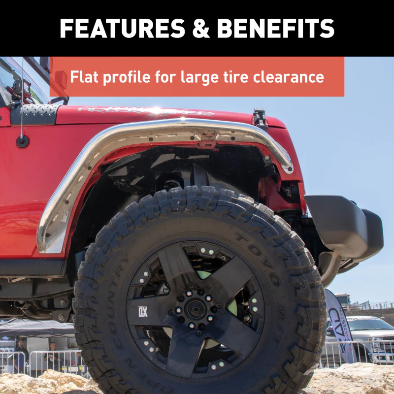 ARIES Jeep Wrangler JK Raw Aluminum Front Fender Flares Model 1500202 - Image 4