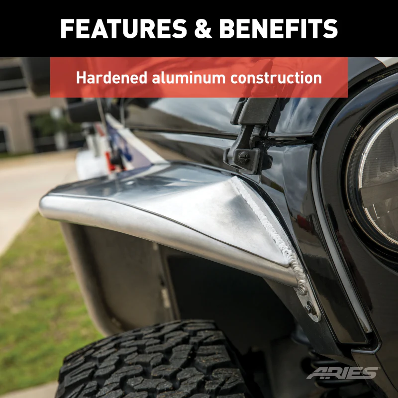 ARIES Jeep Wrangler JK Raw Aluminum Front Fender Flares Model 1500202 - Image 8