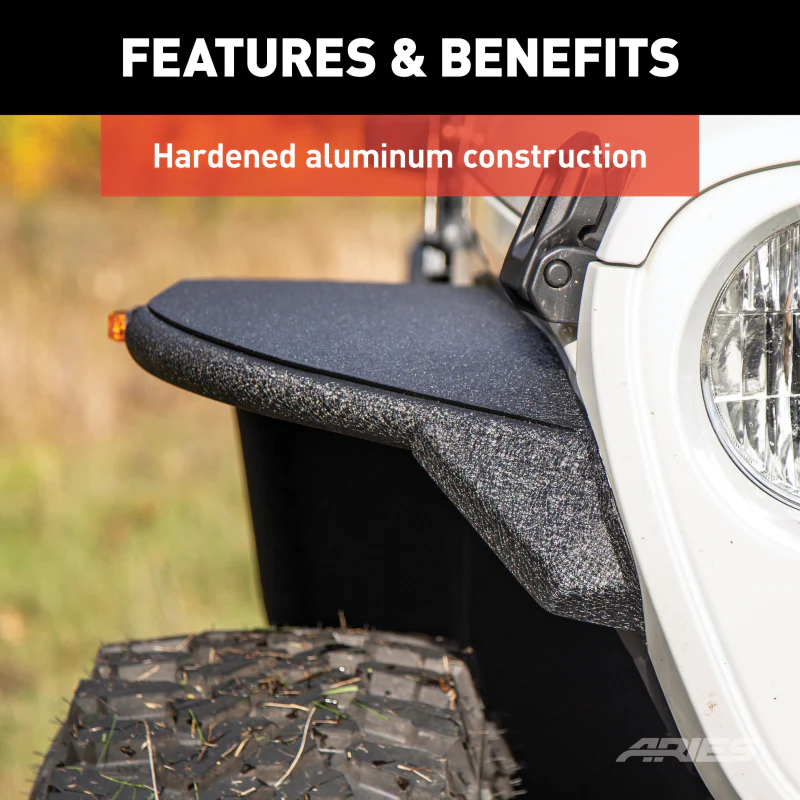 ARIES Jeep Wrangler JL Black Aluminum Front Fender Flares Model 1500203 - Image 5