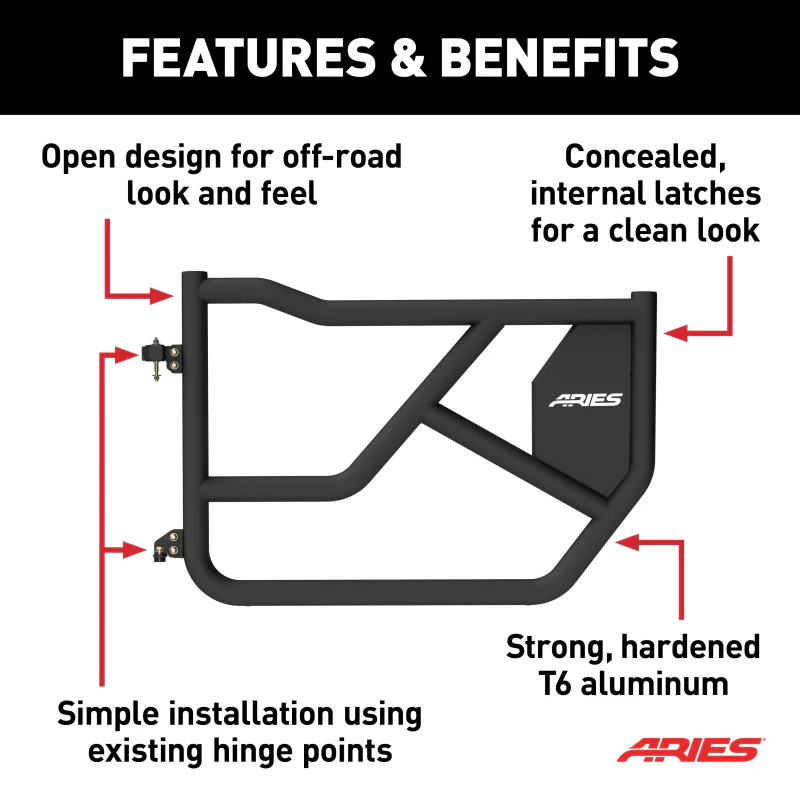 ARIES Front Tube Doors for Ford Bronco 4-Door Model 1500250 - Image 3