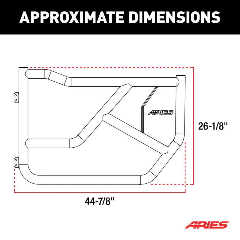 ARIES Front Tube Doors for Ford Bronco 2-Door Model 1500255 - Image 2