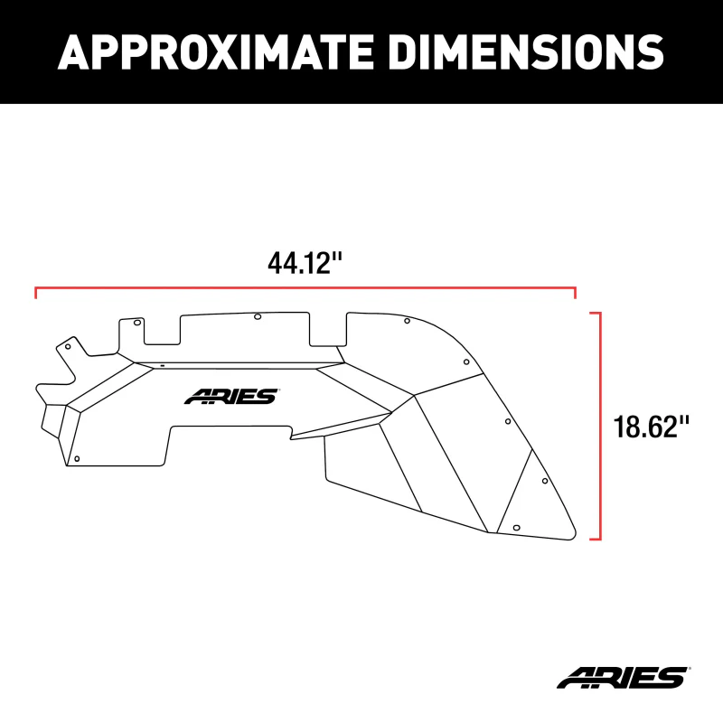ARIES Jeep Wrangler JL Aluminum Front Inner Fender Liners Model 1500550 - Image 2