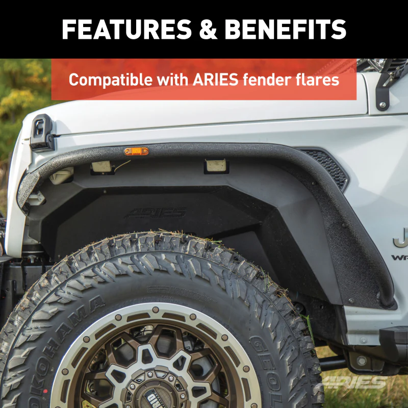 ARIES Jeep Wrangler JL Aluminum Front Inner Fender Liners Model 1500550 - Image 6