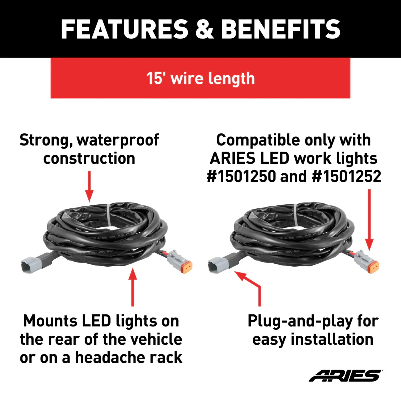 ARIES LED Light Extension Harnesses Model 1501243 - Image 3