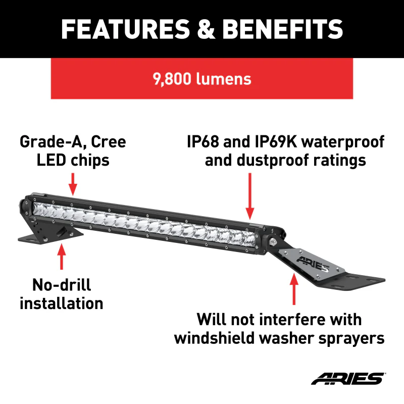 ARIES Jeep TJ Hood Light and Brackets Model 1501302 - Image 4