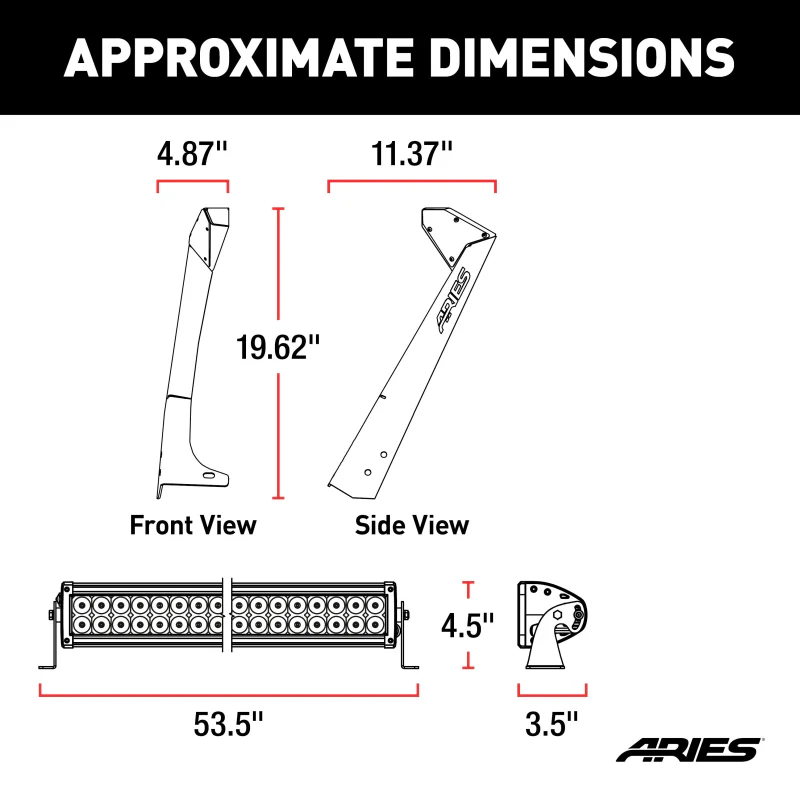 ARIES Jeep TJ Roof Light and Brackets Model 1501303 - Image 3