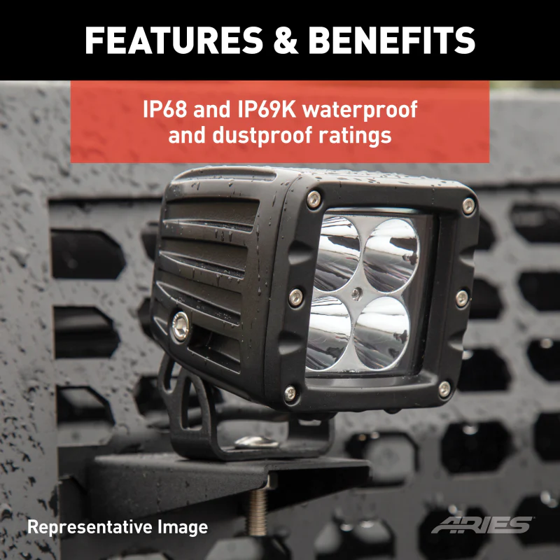 ARIES Jeep JK Windshield Lights and Brackets Model 1501304 - Image 6