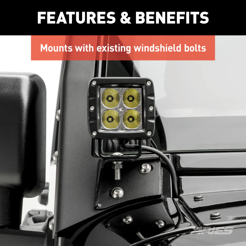 ARIES Jeep JK Windshield Lights and Brackets Model 1501304 - Image 7