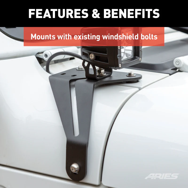 ARIES Jeep Wrangler JL, Gladiator Windshield Lights and Brackets Model 1501305 - Image 7