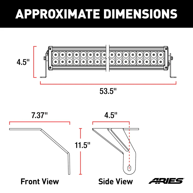 ARIES Jeep Wrangler JL, Gladiator Windshield Light Bar and Brackets Model 1501306 - Image 3