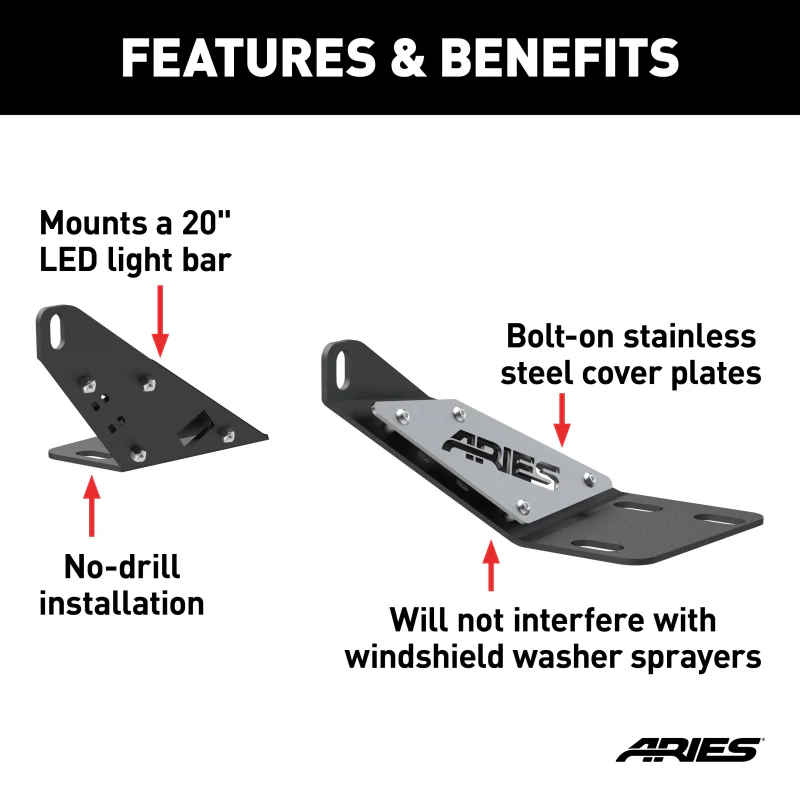 ARIES Jeep TJ Hood Light Mounting Brackets Model 15913 - Image 3