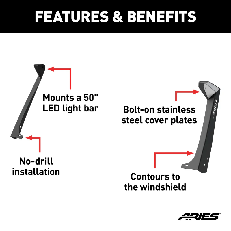 ARIES Jeep TJ Roof Light Mounting Brackets Model 15915 - Image 3