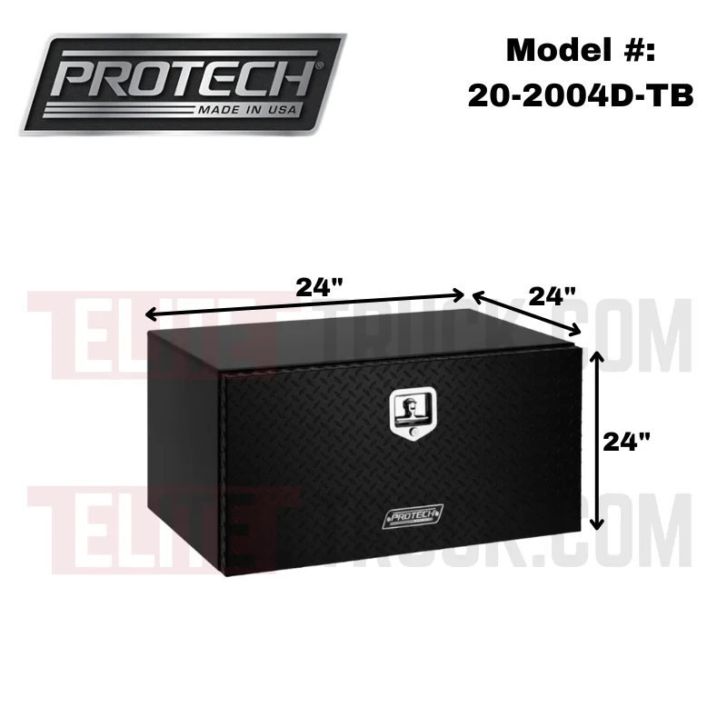 ProTech Underbody Box - 24X24X24 Diamond Plate Drop Door Style, Matte Black Model 20-2004D-TB - Image 2