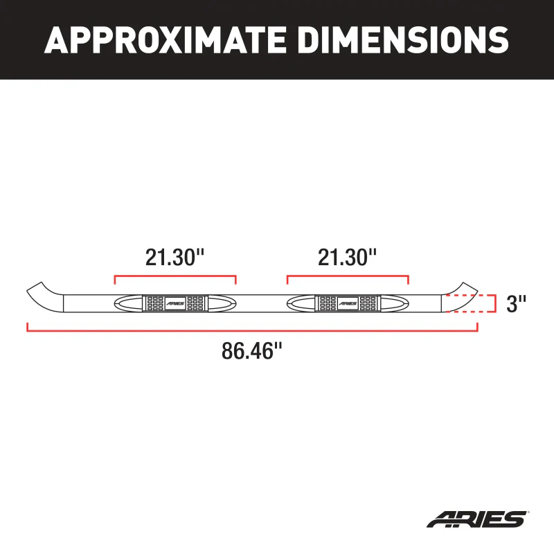 ARIES 3" Round Black Steel Step Nerf Bars Model 202012 - Image 2