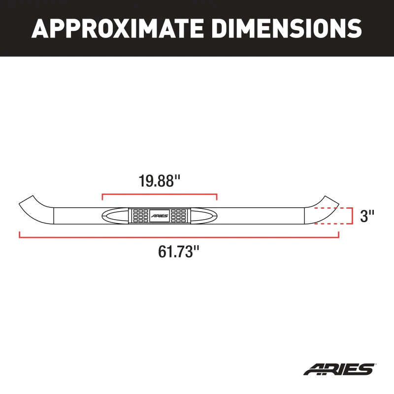 ARIES 3" Round Black Steel Step Nerf Bars Model 203035 - Image 2