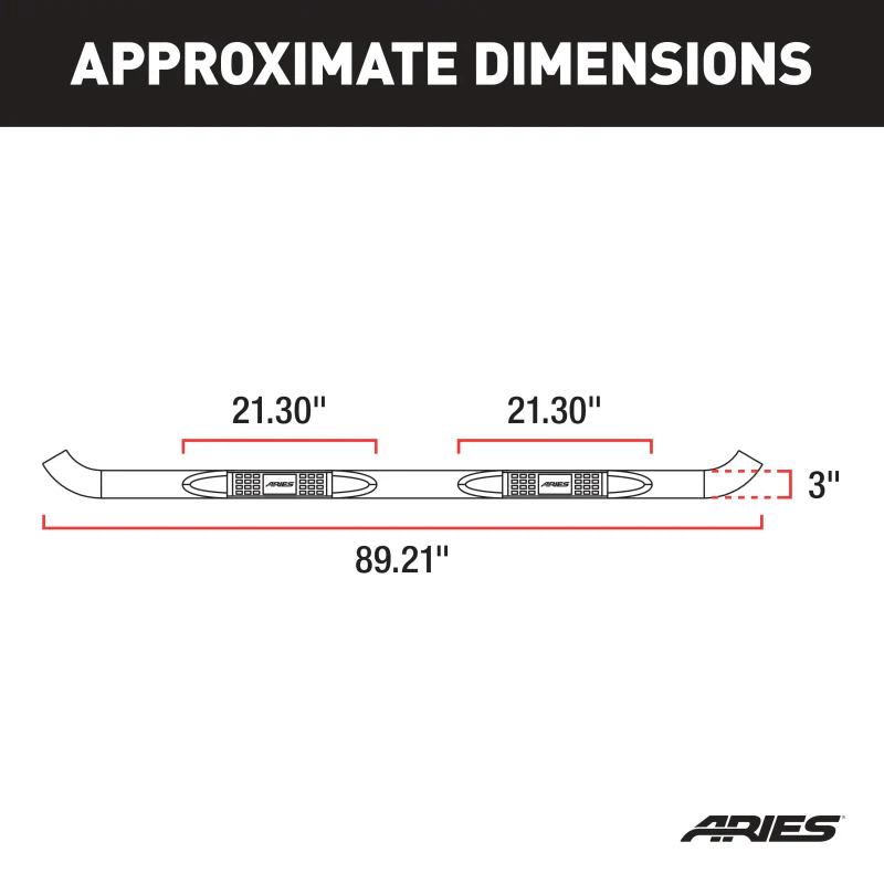 ARIES 3" Round Black Steel Step Nerf Bars Model 203039 - Image 2
