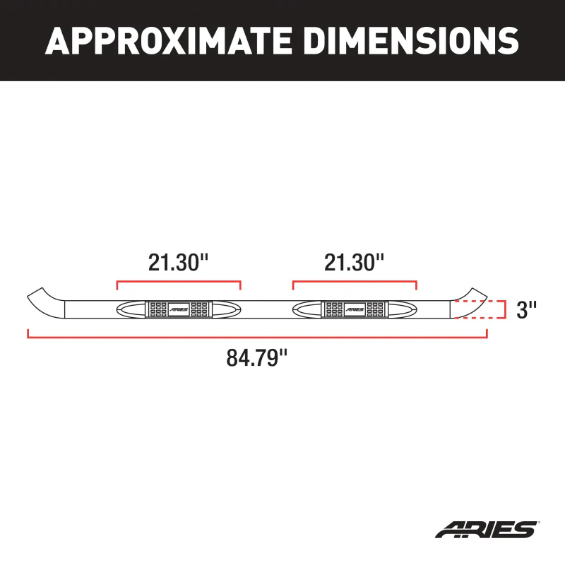 ARIES 3" Round Black Steel Step Nerf Bars Model 204004 - Image 2