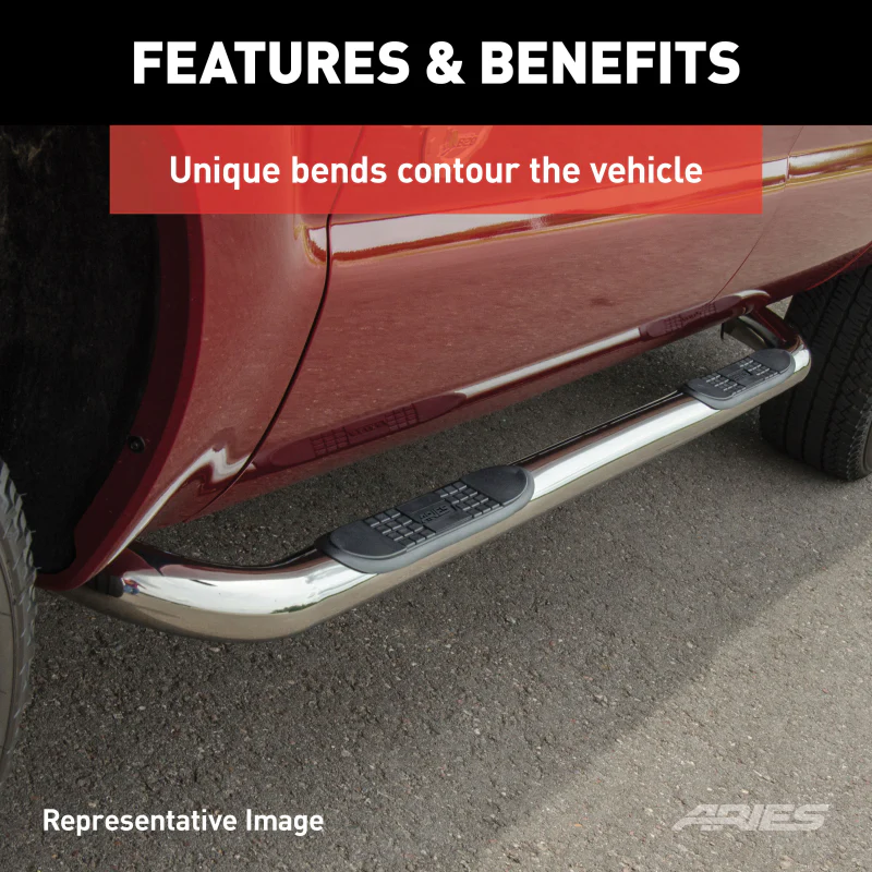 ARIES 3" Round Polished Stainless Step Nerf Bars Model 204009-2 - Image 5