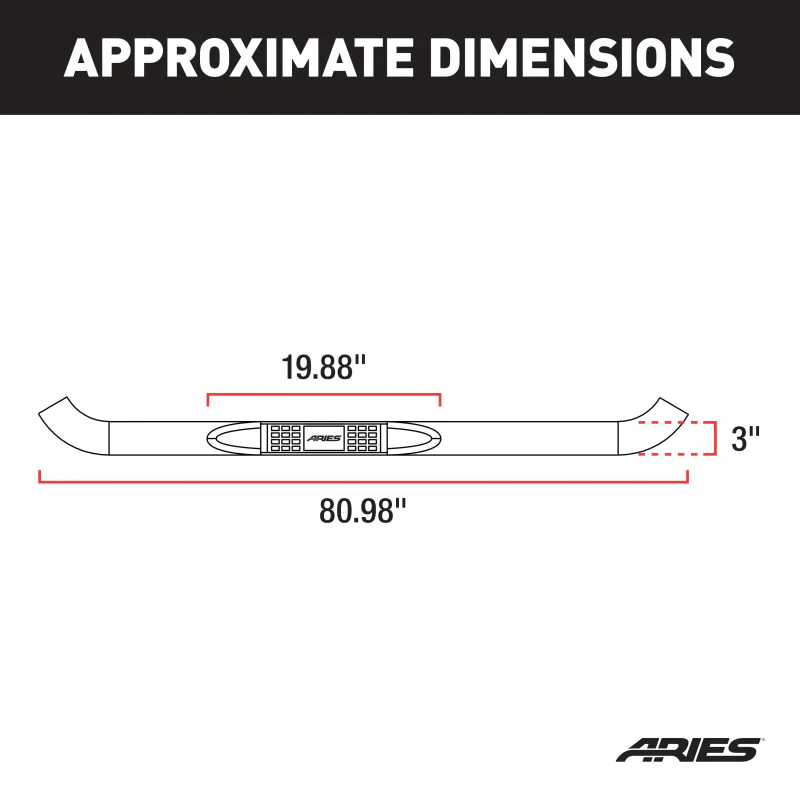 ARIES 3" Round Polished Stainless Step Nerf Bars Model 204041-2 - Image 2