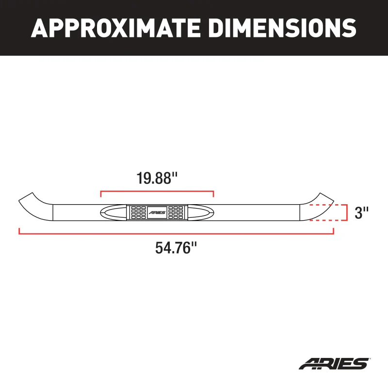 ARIES 3" Round Black Steel Step Nerf Bars Model 205013 - Image 2