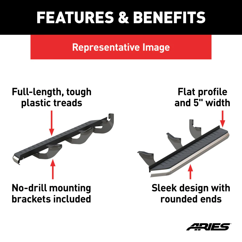 ARIES AeroTread 5" x 70" Polished Stainless Running Boards Model 2051025 - Image 4