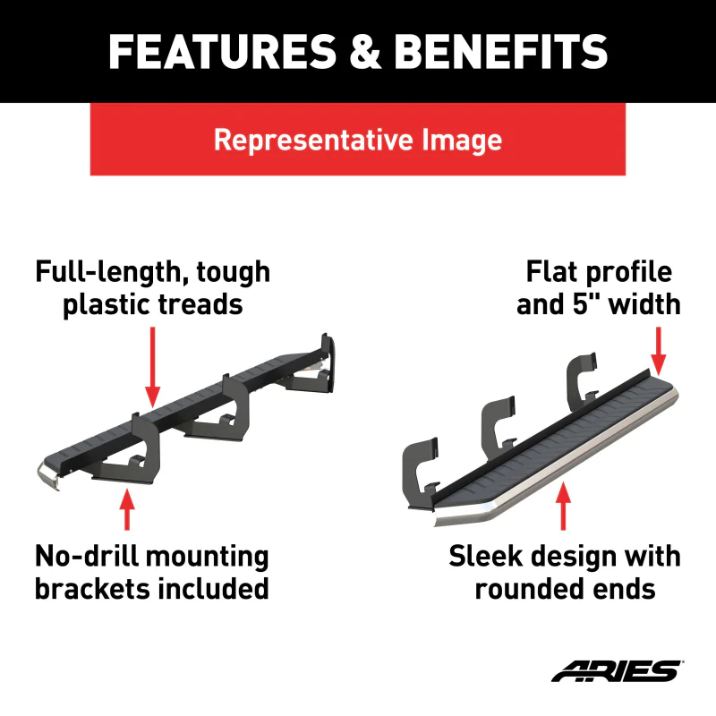 ARIES AeroTread 5" x 76" Polished Stainless Running Boards Model 2051030 - Image 5