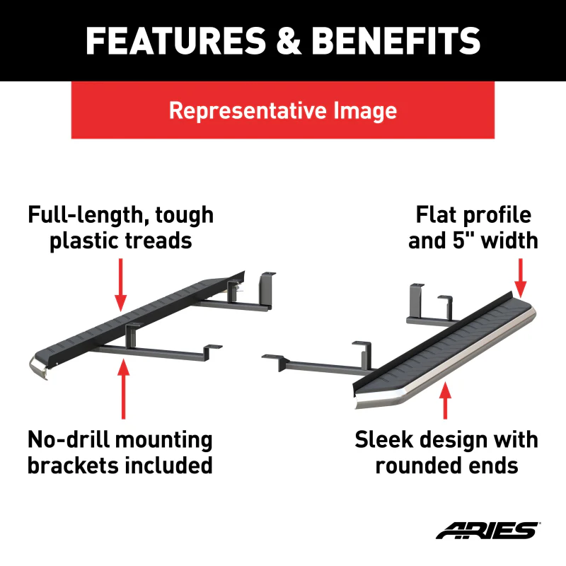 ARIES AeroTread 5" x 67" Polished Stainless Running Boards Model 2051033 - Image 5