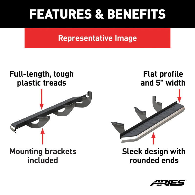 ARIES AeroTread 5" x 70" Polished Stainless Running Boards Model 2051037 - Image 4