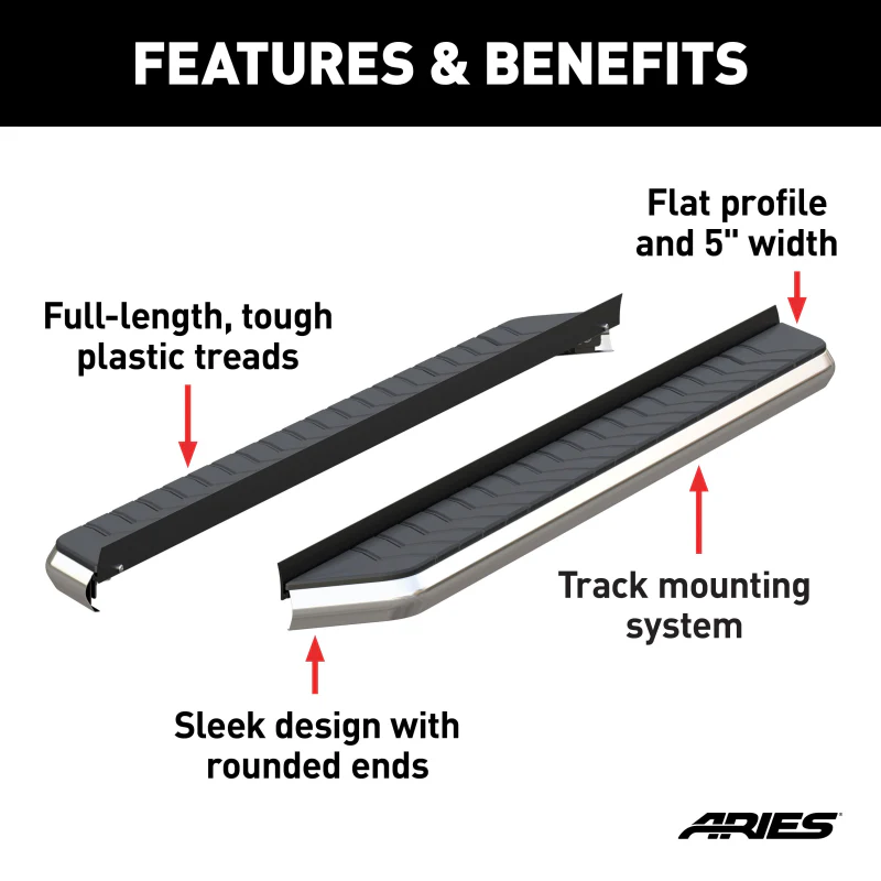 ARIES AeroTread 5" x 70" Polished Stainless Running Boards (No Brackets) Model 2051870 - Image 4