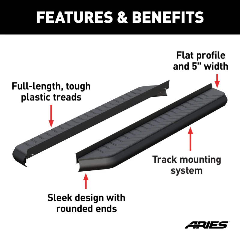 ARIES AeroTread 5" x 70" Black Stainless Running Boards (No Brackets) Model 2051970 - Image 4
