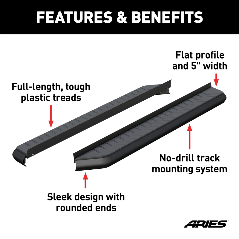 ARIES AeroTread 5" x 76" Black Stainless Running Boards (No Brackets) Model 2051976 - Image 4