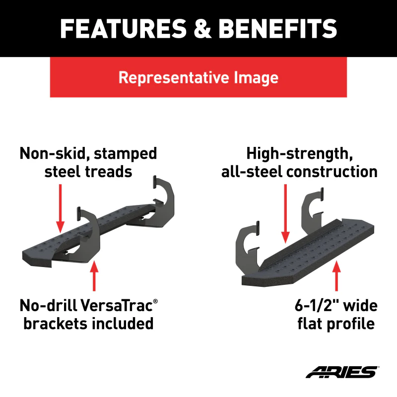ARIES RidgeStep 6-1/2" x 53" Steel Running Boards Model 2055513 - Image 3
