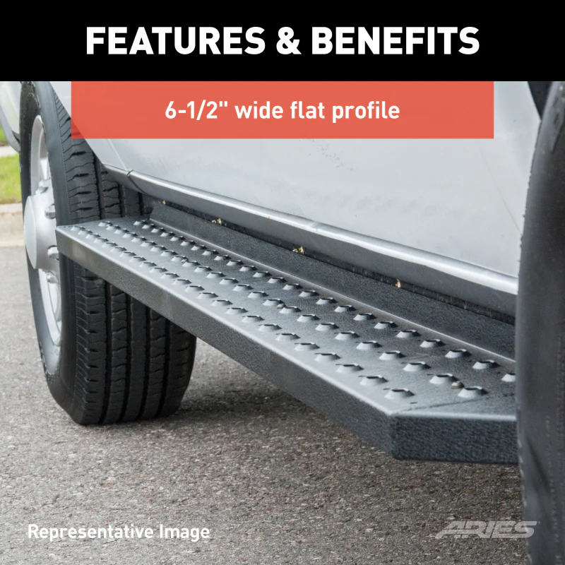 ARIES RidgeStep 6-1/2" x 85" Black Steel Running Boards Model 2055515 - Image 7