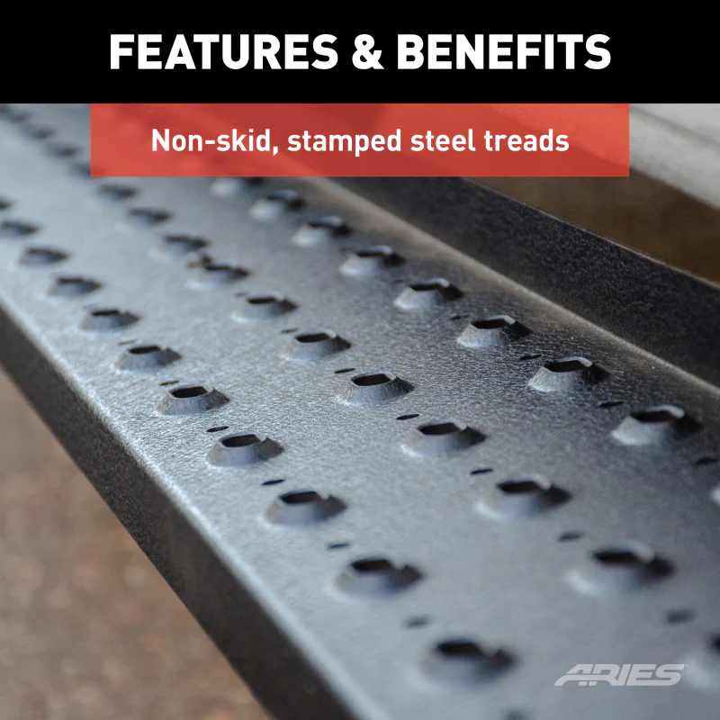 ARIES RidgeStep 6-1/2" x 91" Black Steel Running Boards Model 2055519 - Image 8