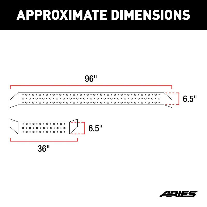 ARIES RidgeStep 6-1/2" x 96", 36" Steel Running Boards, Select Sprinter 2500, 3500 Model 2055534 - Image 3